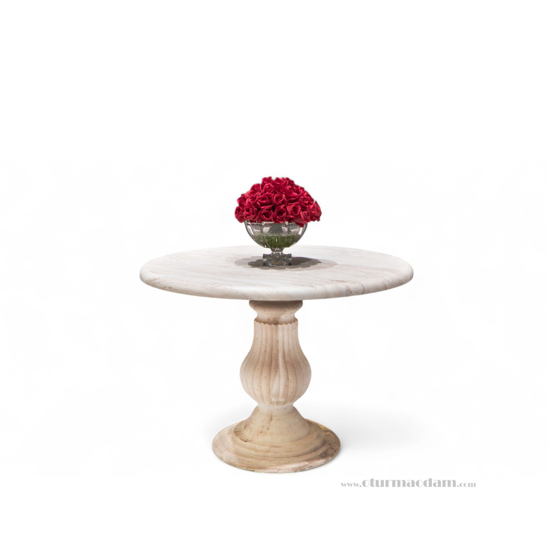 Yuvarlak Traverten Masa