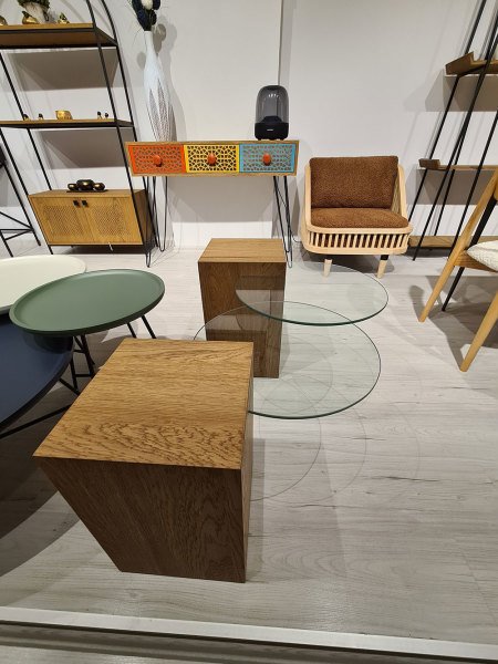 Meşe Prizma İkili Sehpa