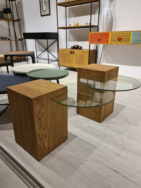 Meşe Prizma İkili Sehpa