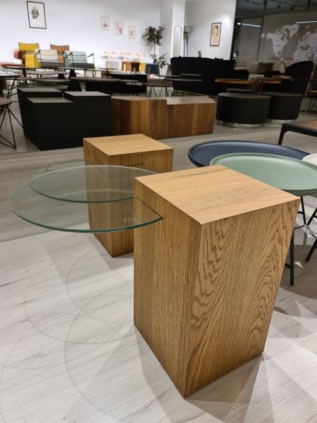 Meşe Prizma İkili Sehpa