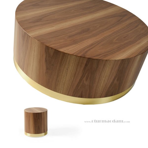 Ceviz Silindir Sehpa Seti