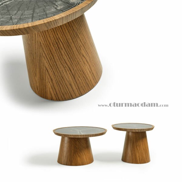 Meşe Mantar İkili Sehpa