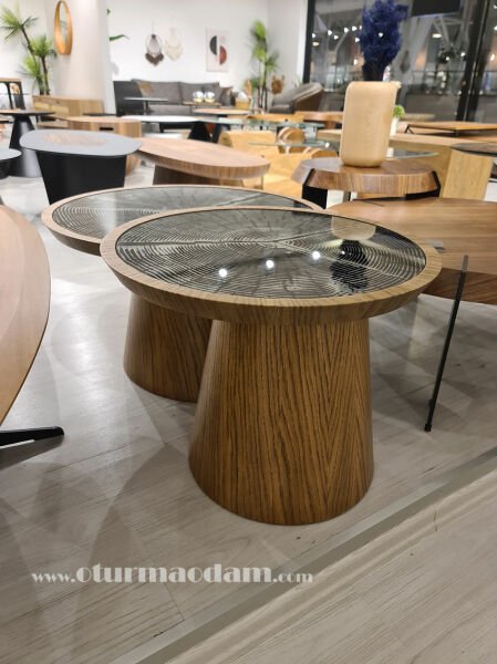 Meşe Mantar İkili Sehpa