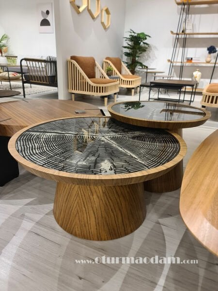 Meşe Mantar İkili Sehpa