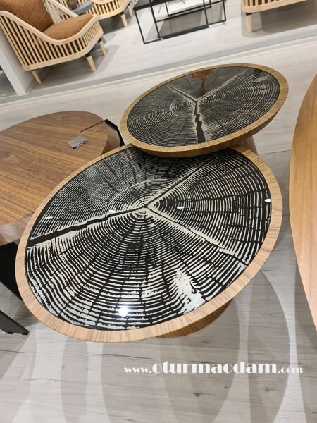 Meşe Mantar İkili Sehpa