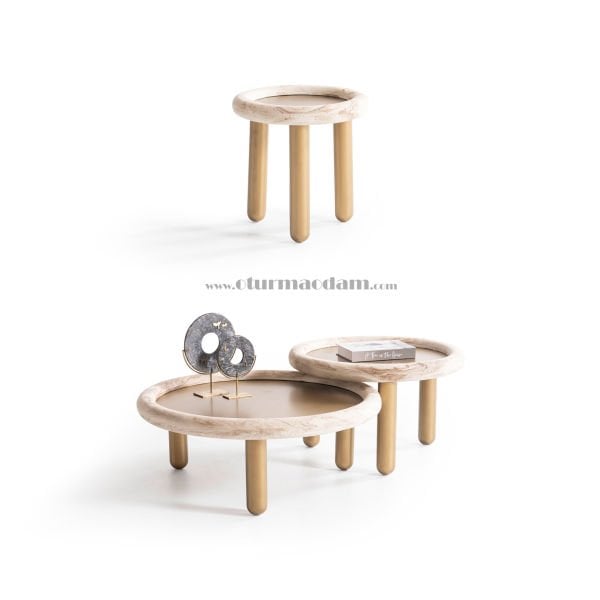 Traverten Pirinç Sehpa