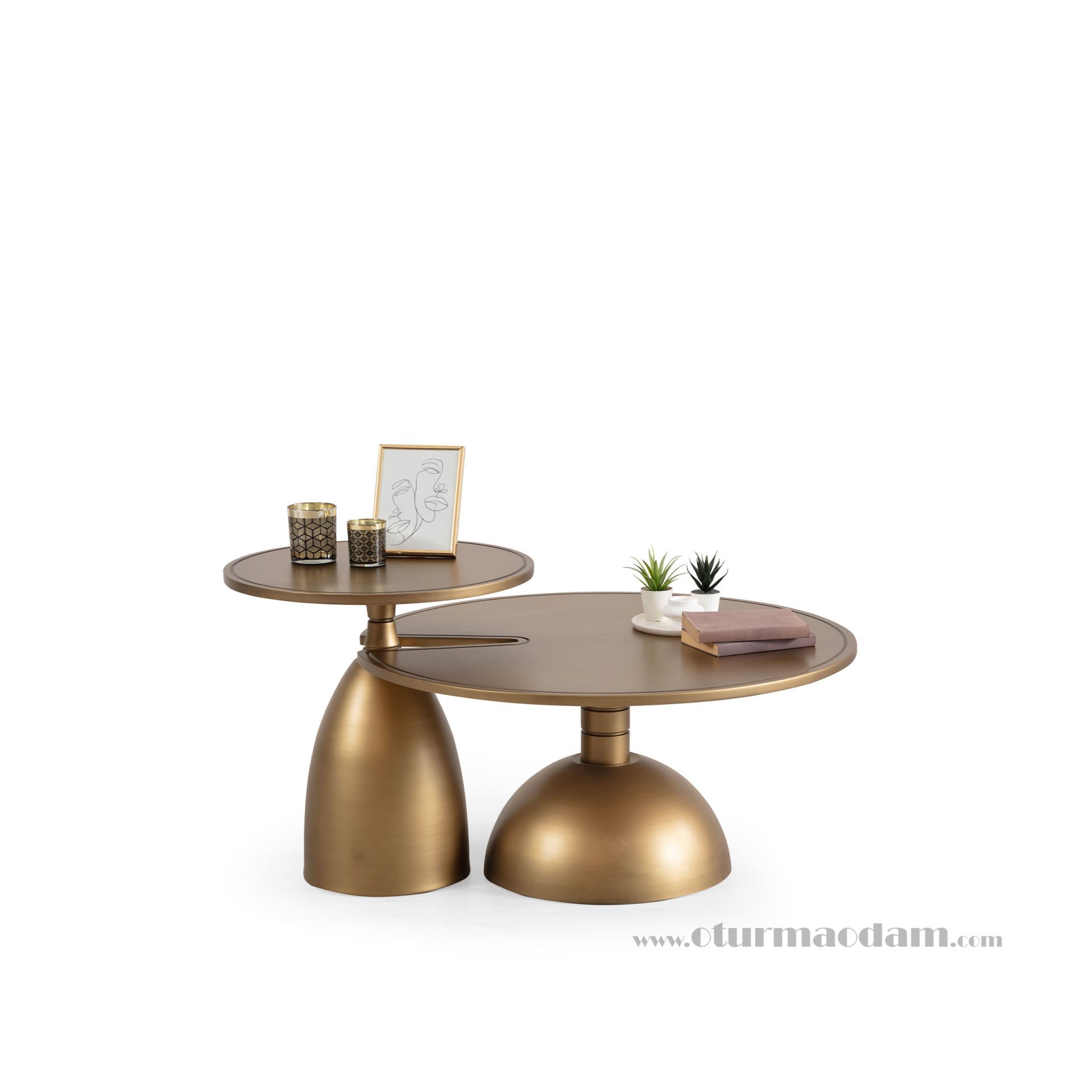 Pirinç İkili Mantar Sehpa