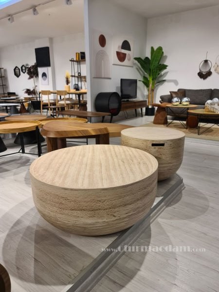 Traverten Davul Sehpa