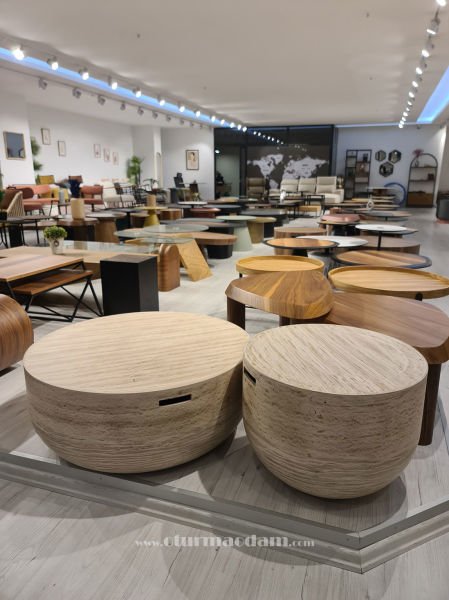 Traverten Davul Sehpa