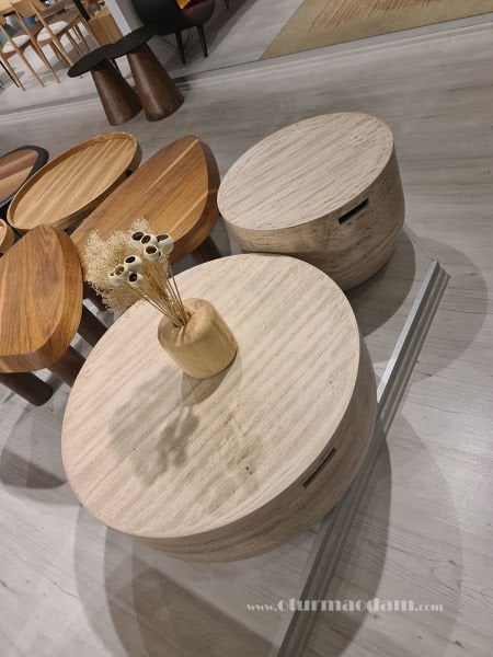 Traverten Davul Sehpa