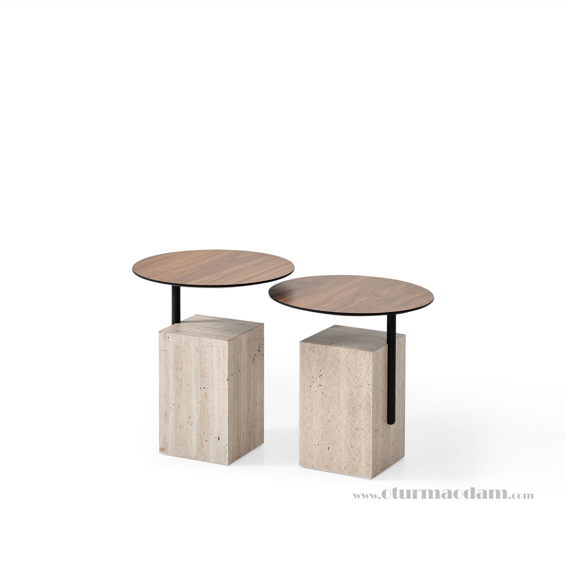 Traverten İkili Sehpa