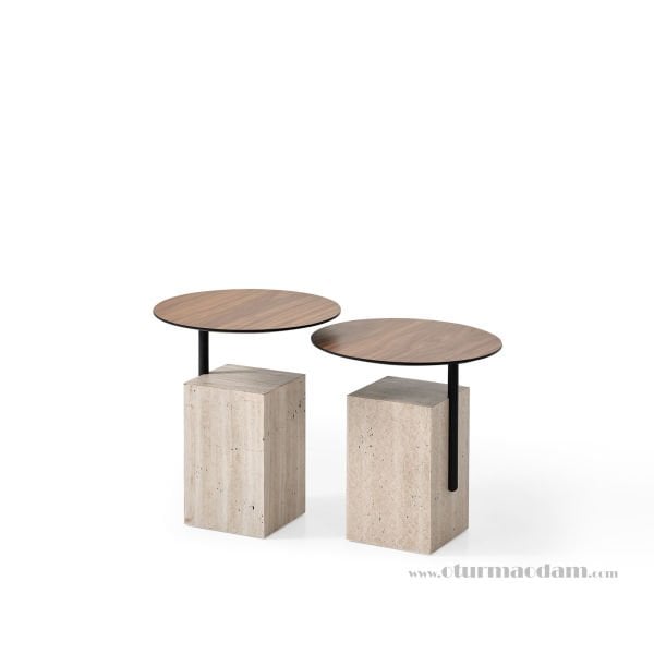 Traverten İkili Sehpa