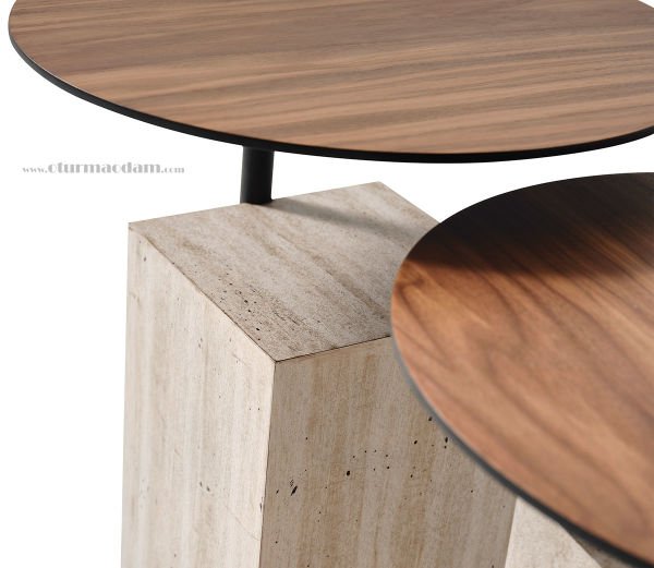 Traverten İkili Sehpa