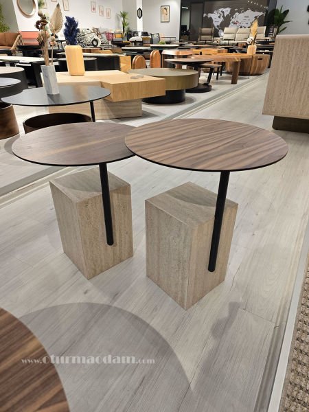 Traverten İkili Sehpa