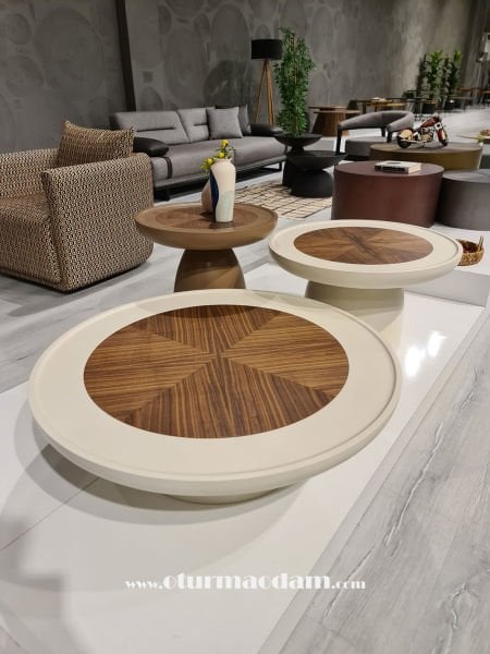 Krem Mantar Sehpa Seti