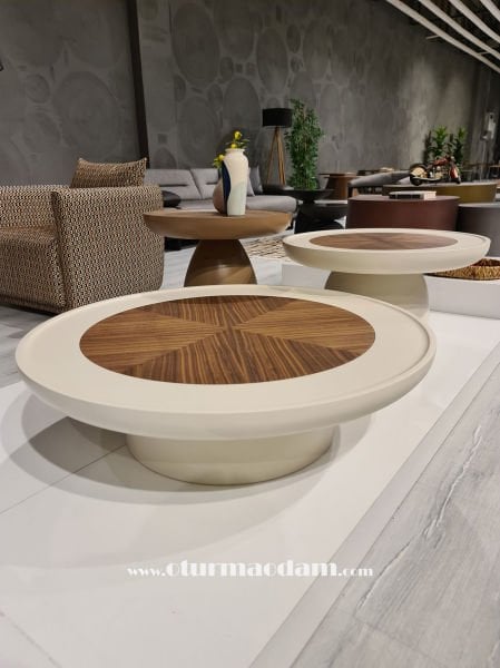 Krem Mantar Sehpa Seti