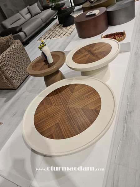 Krem Mantar Sehpa Seti