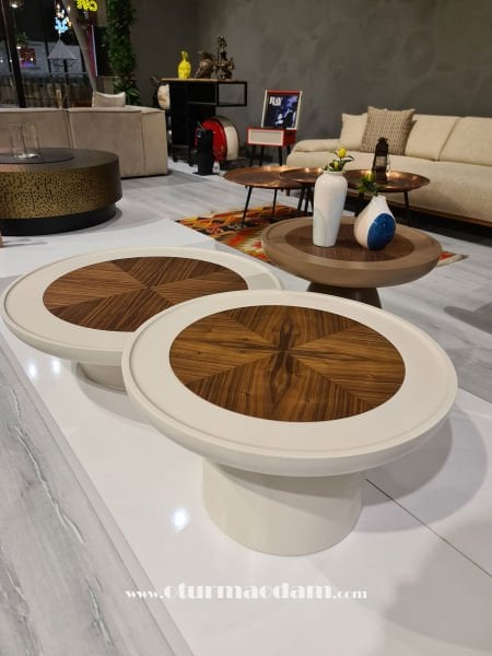 Krem Mantar Sehpa Seti