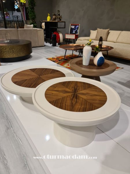 Krem Mantar Sehpa Seti