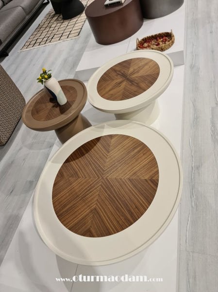 Krem Mantar Sehpa Seti