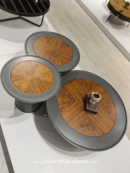 Krem Mantar Sehpa Seti