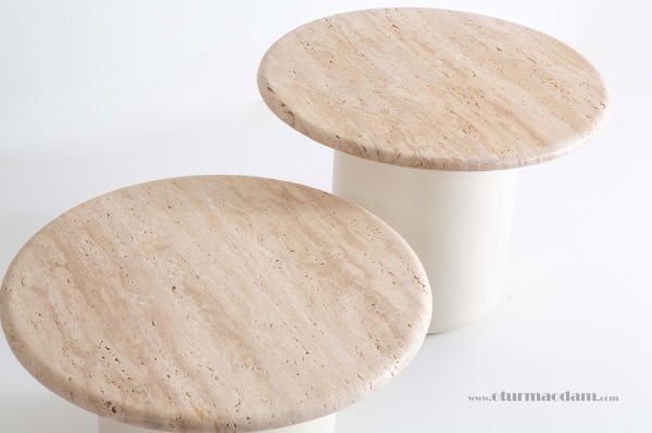 Traverten Silindir Sehpa