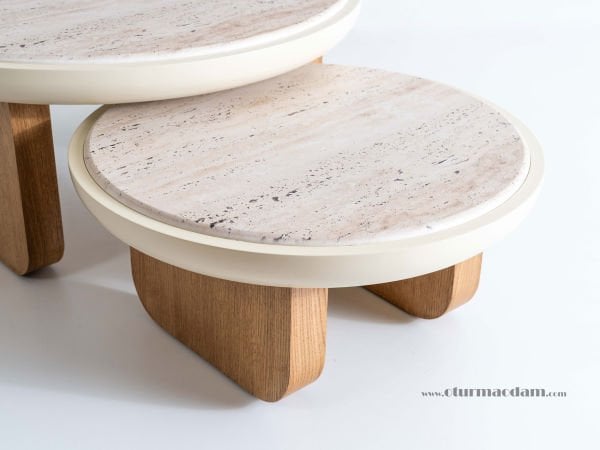 Meşe Traverten Sehpa