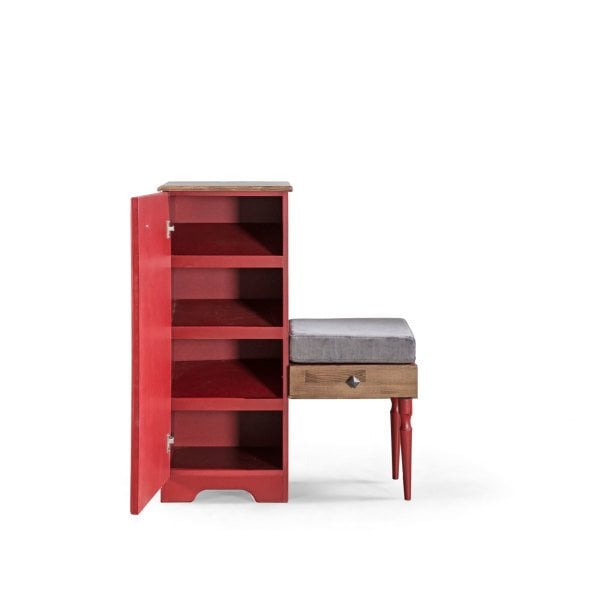 Kırmızı Puflu Ayakkabılık