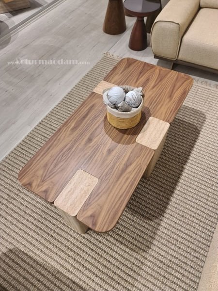 Traverten Ceviz Sehpa