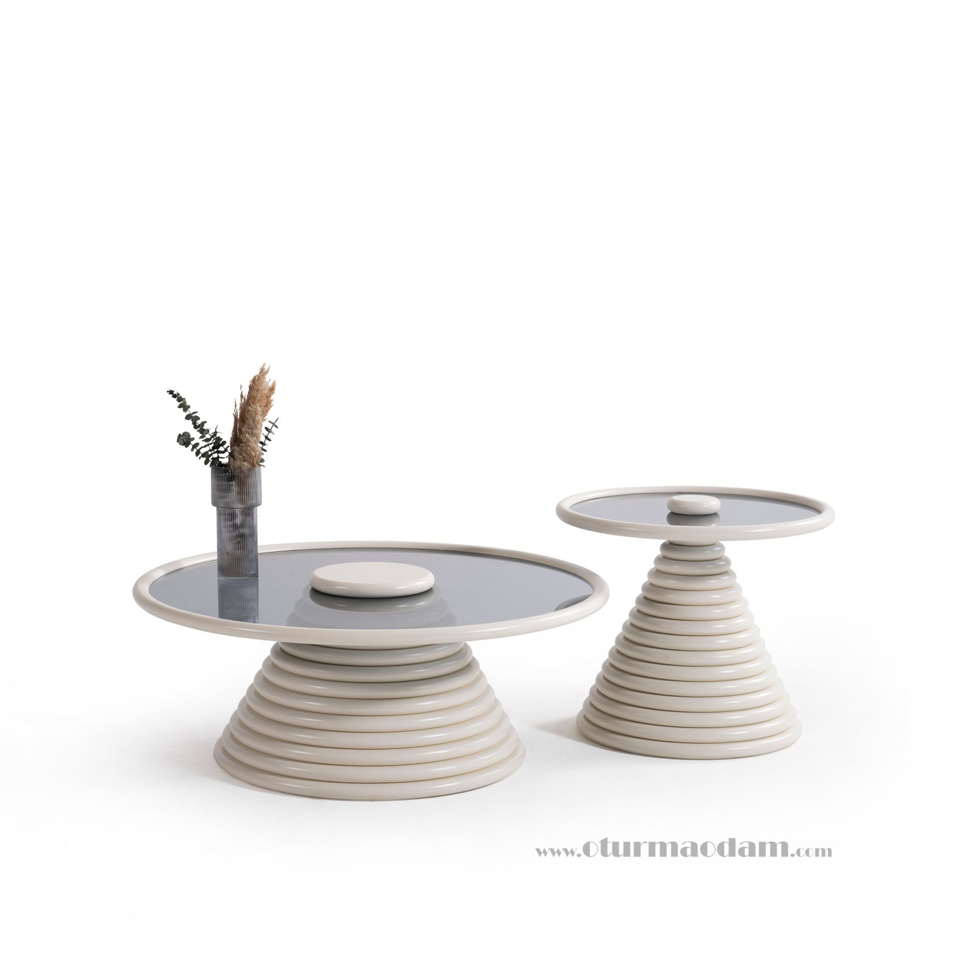 Krem Halka Orta Sehpa