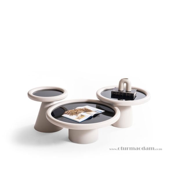 Ekru Mantar Sehpa Seti