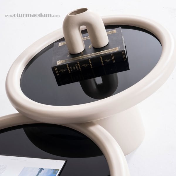 Ekru Mantar Sehpa Seti