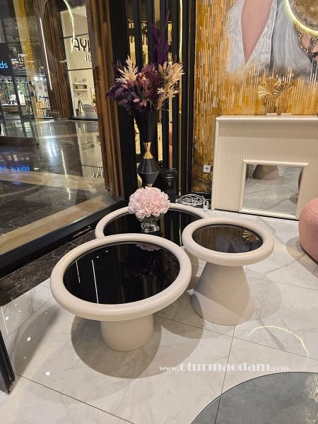 Ekru Mantar Sehpa Seti