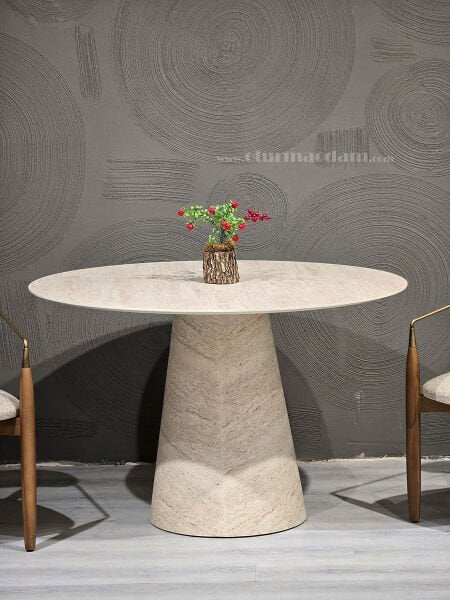 Traverten Yuvarlak Masa