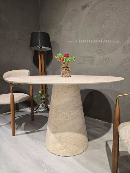 Traverten Yuvarlak Masa