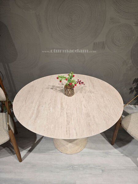 Traverten Yuvarlak Masa