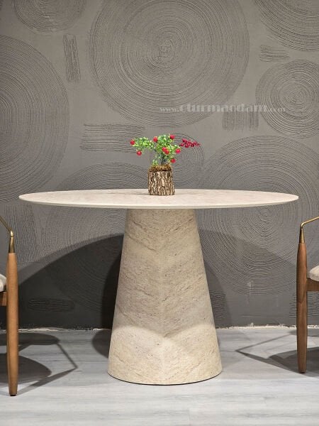 Traverten Yuvarlak Masa