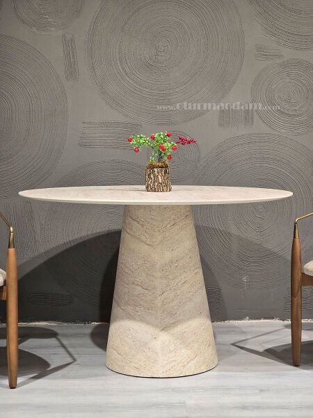 Traverten Yuvarlak Masa