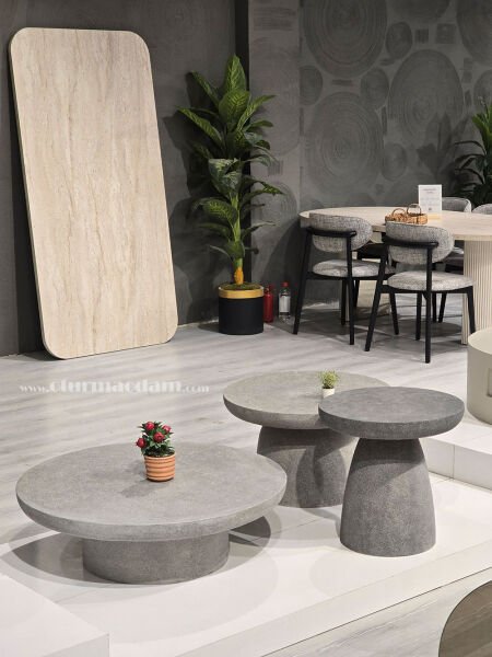 Beton Mantar 3'lü Sehpa