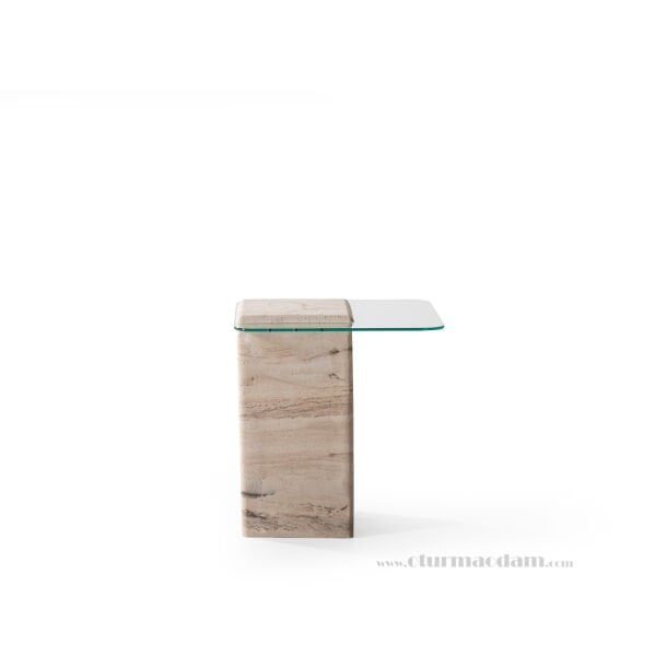 Traverten Cam Yan Sehpa