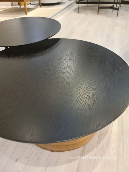 Ceviz Siyah Silindir Sehpa