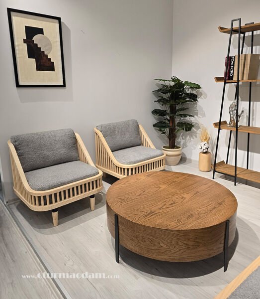 Meşe Silindir Orta Sehpa