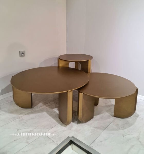 Gold Eskitme Güneş Sehpa Seti
