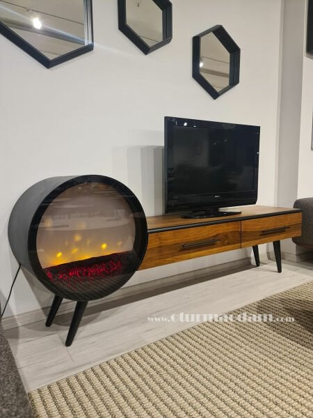 Yuvarlak Şömineli Tv Sehpası