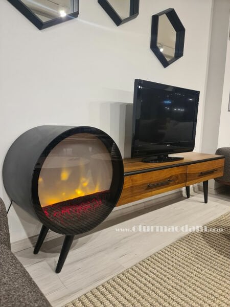 Yuvarlak Şömineli Tv Sehpası