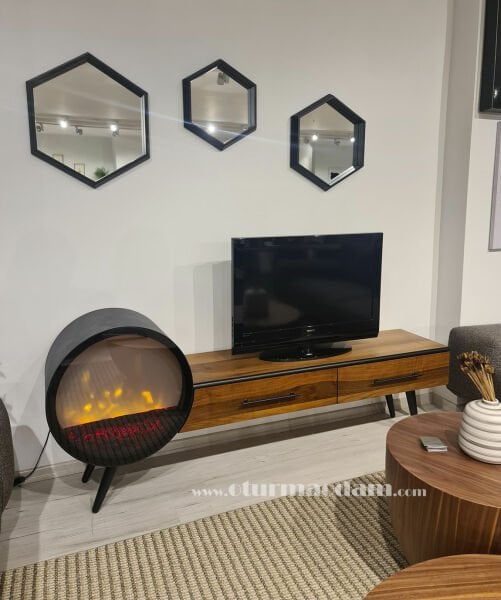 Yuvarlak Şömineli Tv Sehpası